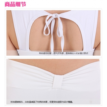 Yoga Casual Workout Summer sportswear Suits（Pure fresh white tape/Wide shoulder Vest+Pants）